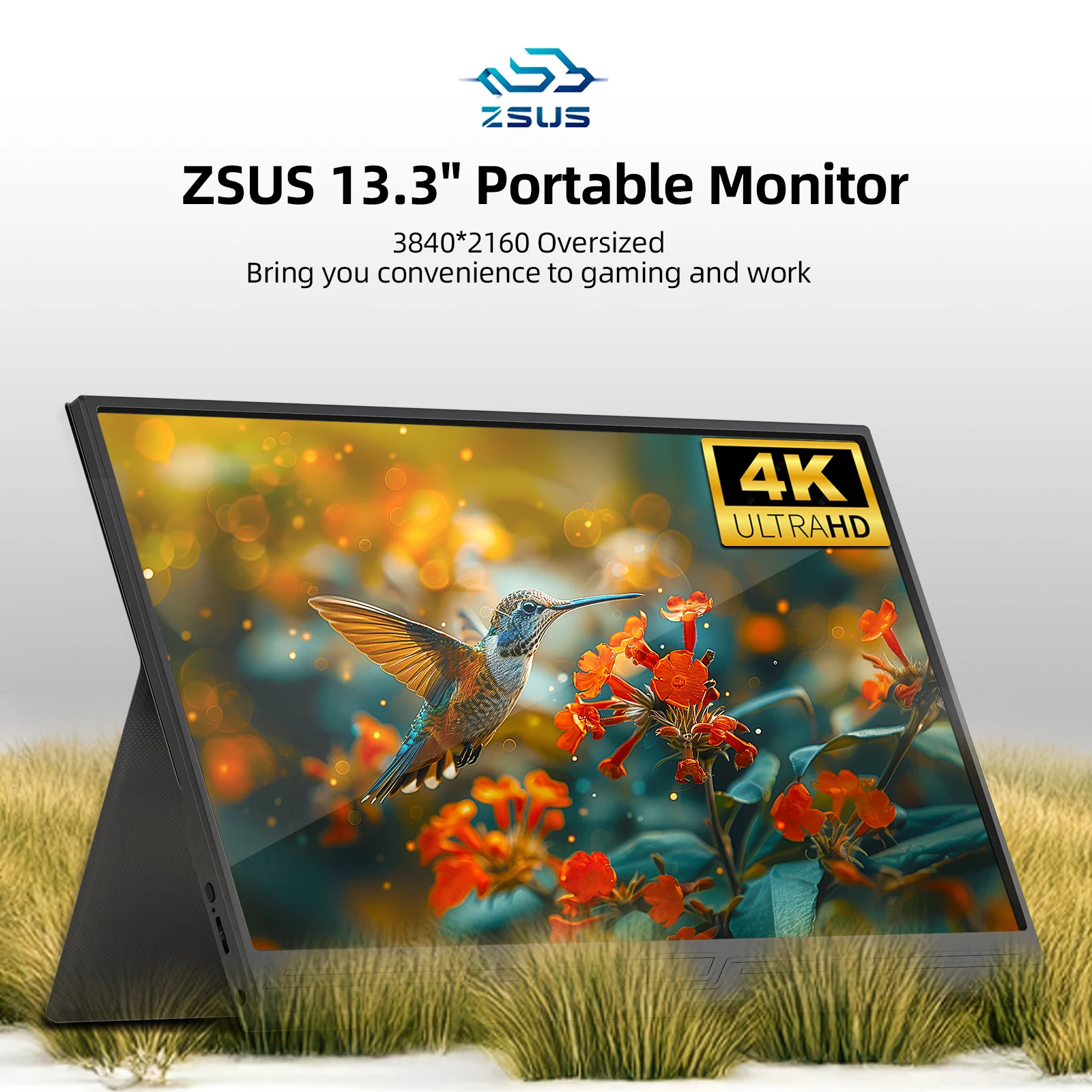 ZSUS 3840*2160 13 بوصة 4K شاشة محمولة 60HZ لأجهزة الكمبيوتر المحمول XBox PS4/5 التبديل صندوق التلفزيون هاتف محمول الكمبيوتر تمديد المحمول