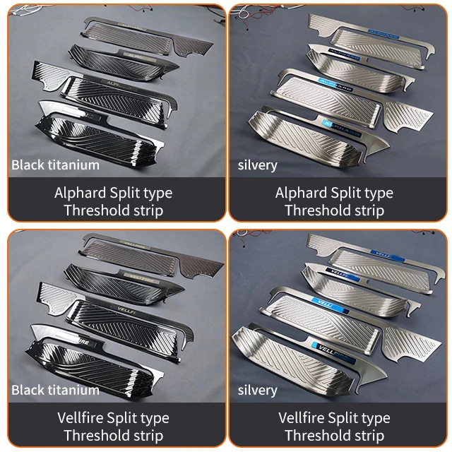 

Suitable for Applicable to 40 Series Alphard Vellfire Welcome Pedals, 24 Split Stainless Steel Threshold Strips Wear Resistant P