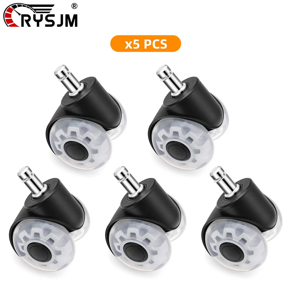 5PCS Universal Office Chair Caster Wheels Rubber Castors 360° Rotation for Desk Chair Furniture Hardware Replacement Wheels