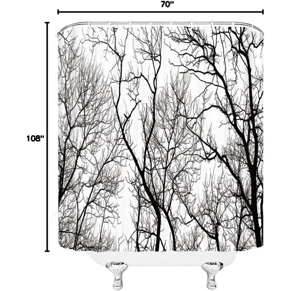 トロピカルシャワーカーテン：柔らかなぼかし背景に蘭の花と緑豊かな葉、モダンな花柄アートデザイン