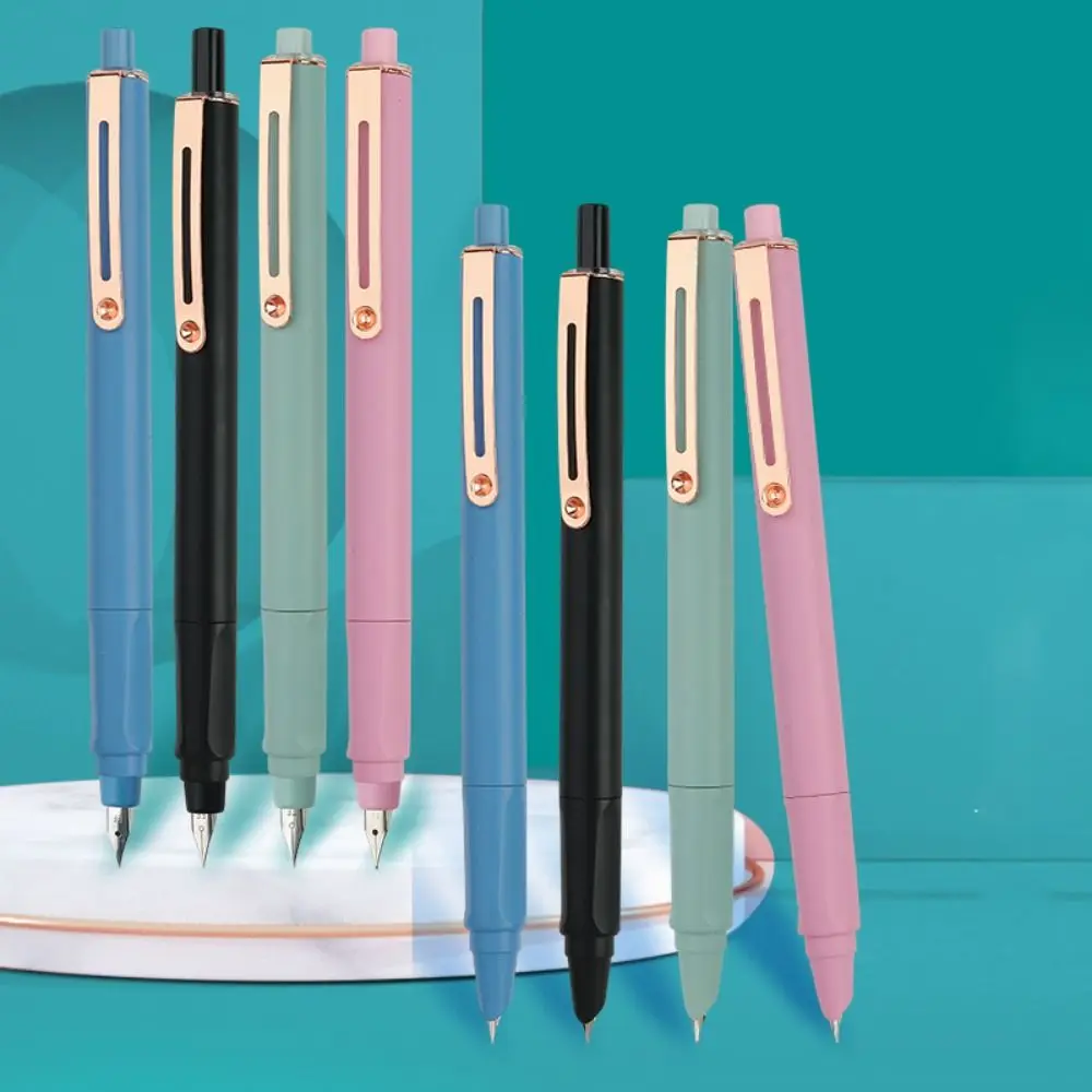 Retractable Press Type Fountain Pen Notched Color Pen Body Writing Pen Three Point Positioning Calligraphy Practice Ink Pen