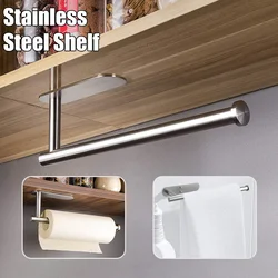 Stainless Steel Toilet Paper Towel Holder Adhesive No Punch Wall Mount Tissue Dispenser Hanger Kitchen Paper Roll Rack Bathroom