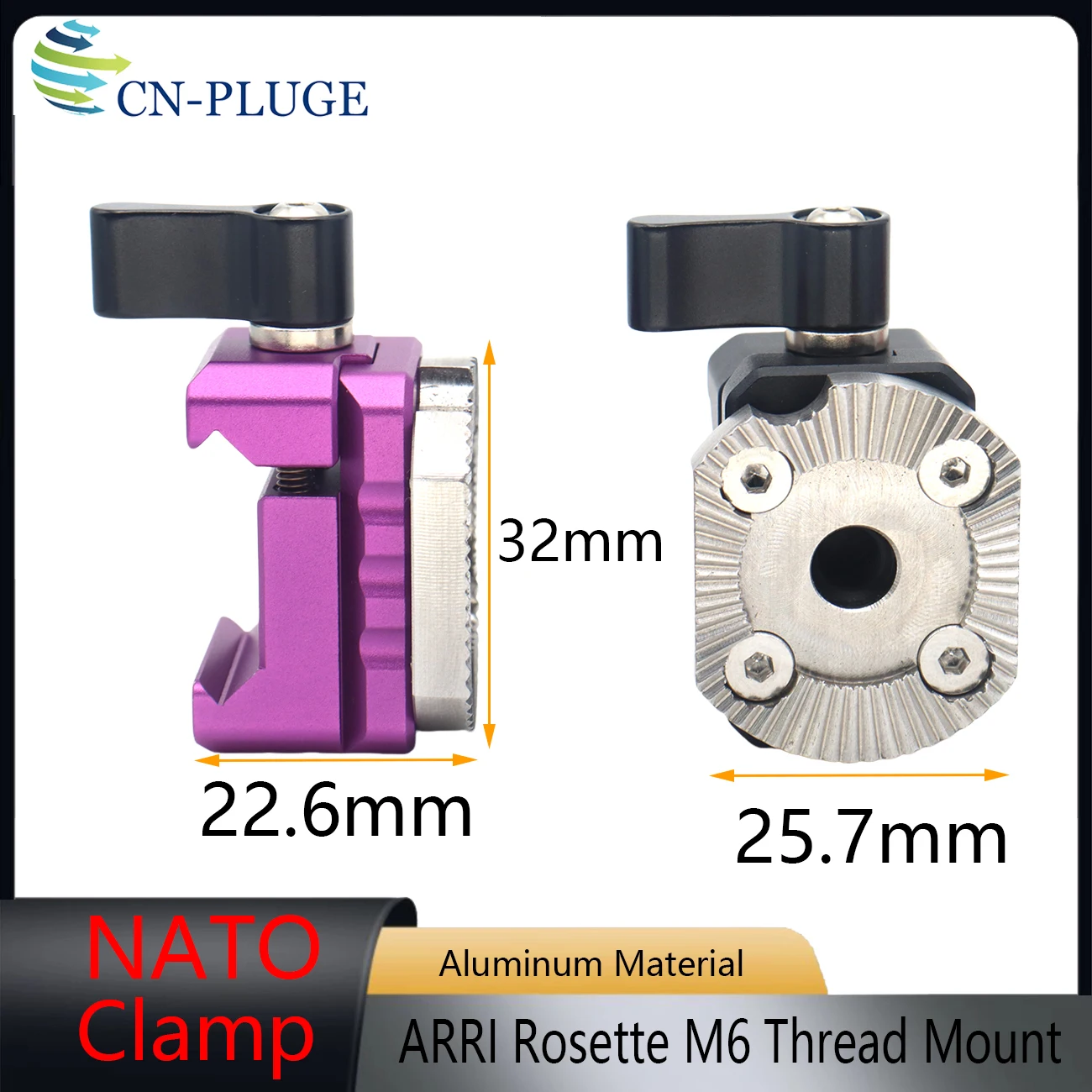 NATO Rail Clamp with ARRI Rosette Adapter Mount Base M6 Thread Hole for DSLR  Camera Side Handle Accessories