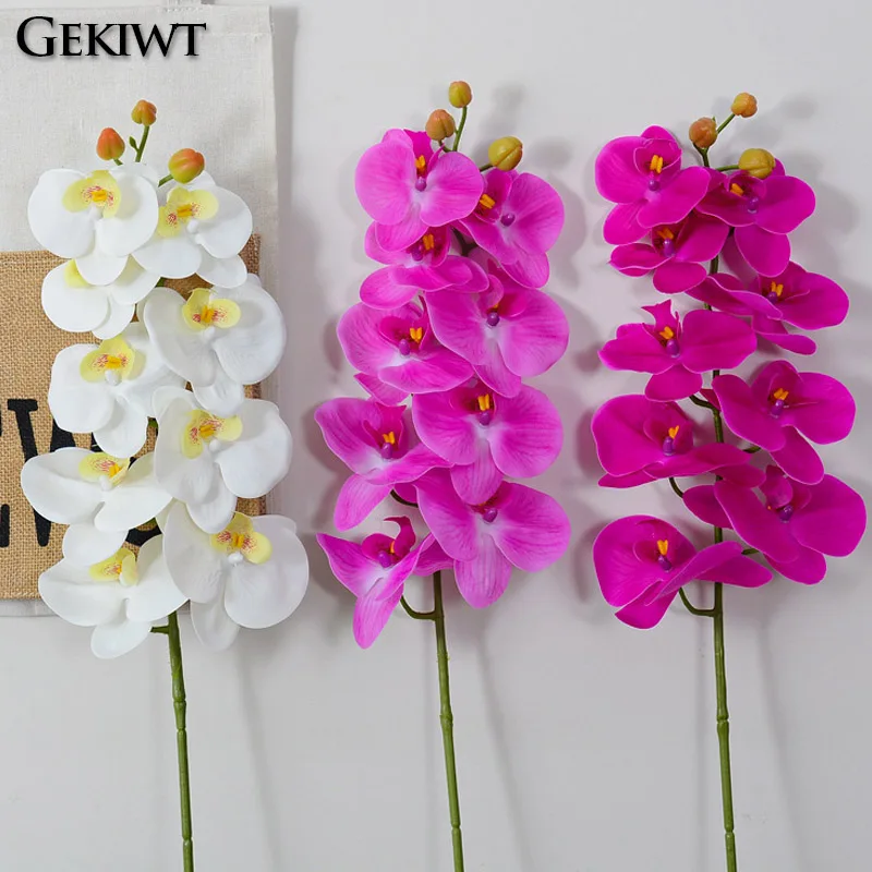 Latex 9-Köpfe künstliche Schmetterling Orchidee Blumen gefälschte Phalaenopsis Silikon Pu Touch Hochzeit Wohnkultur Party Home Dekoration