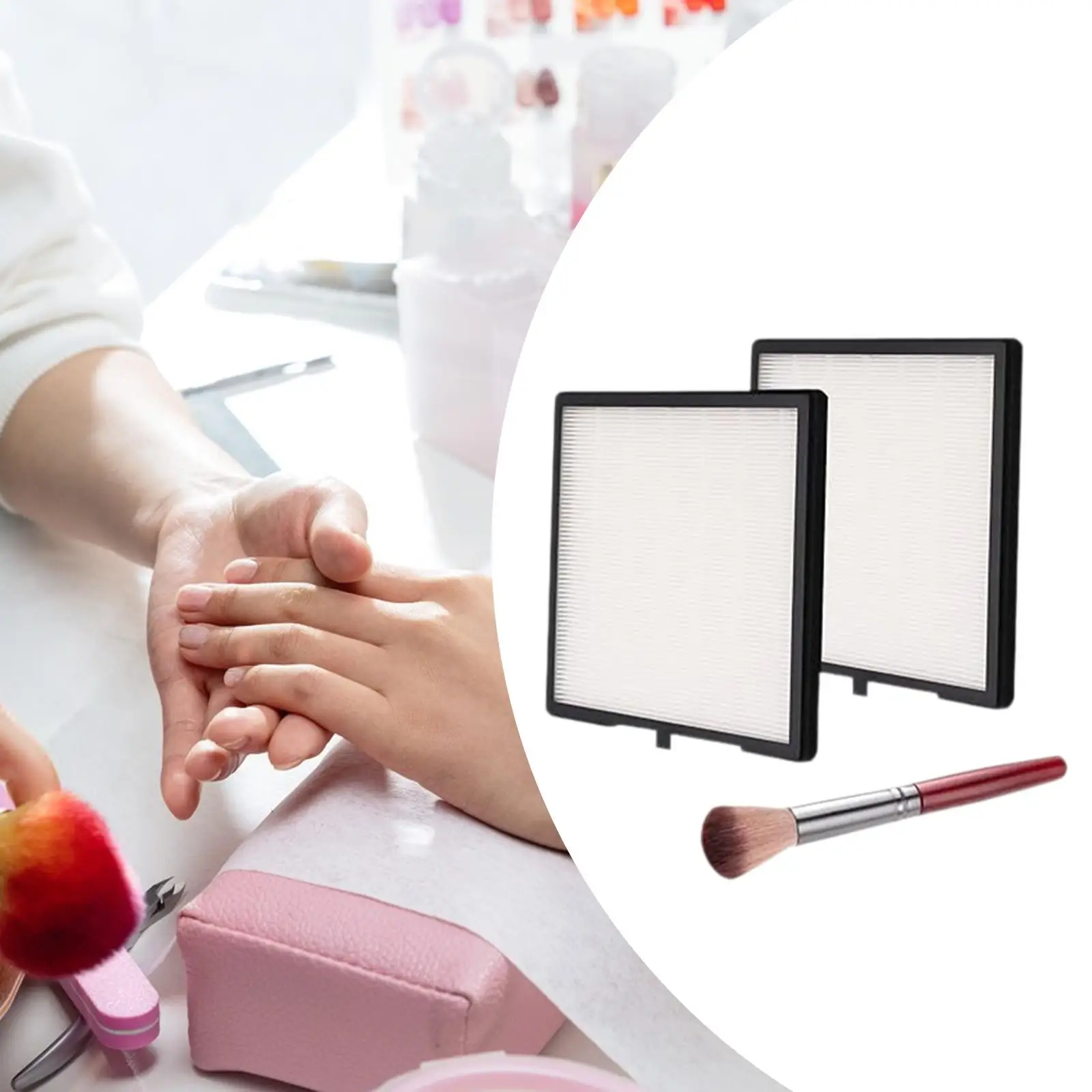 

2x Nail Dust Collector Filter with Cleaning Brush Sturdy Multifunction Replaces Professional Nail Dust Cleaner Salon Household