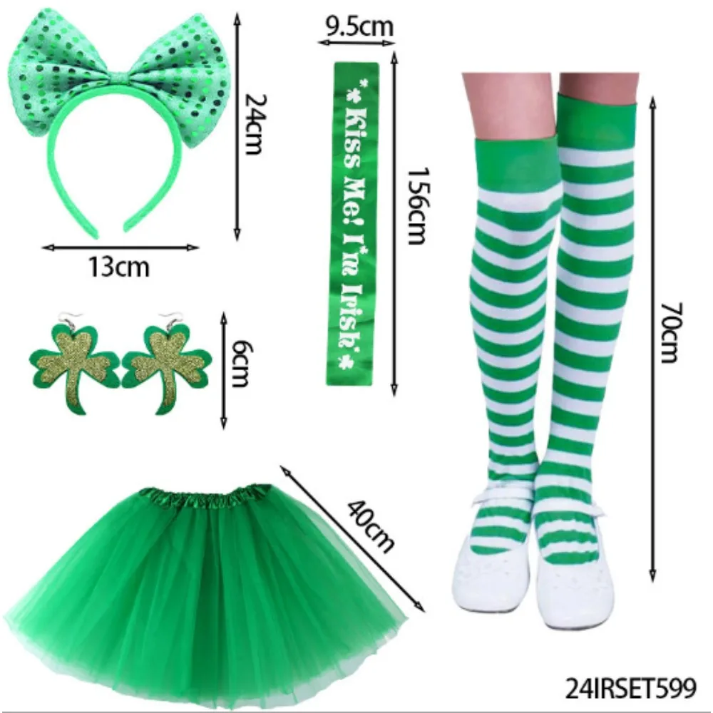 

PESENAR Аксессуары для одежды ко Дню Святого Патрика, повязки на голову, серьги, юбки и т. д., подходят для нарядных вечеринок