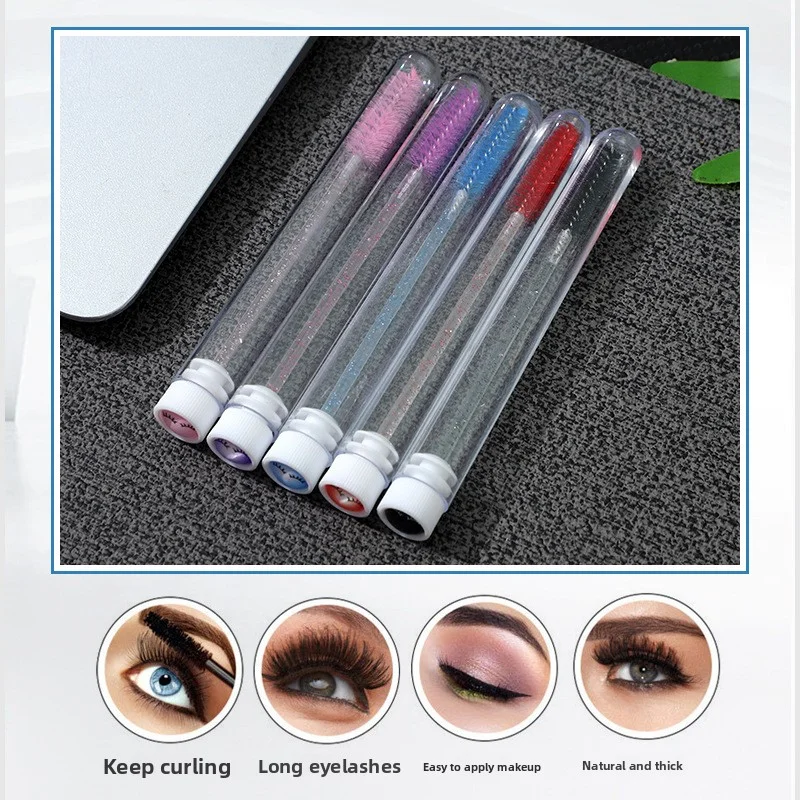 مشط رموش كريستالي ماسي وفرشاة حواجب، أنبوب محمول مع عصا حلزونية للتنقل والعناية، فرشاة مكياج للسفر