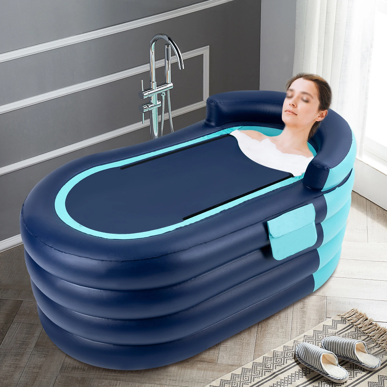 PVC Inflatable Bathtub Folding Portable Adult Kids SPA Bath Tub Water Pool 1.4M Automatic Inflatable Bathtub Folding Portable