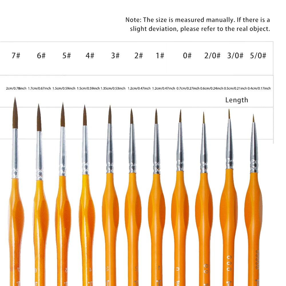 11 Pcs Set Orange Triangle Birch Rod Fine Nail Art Students Special Line Drawing Gouache Color Stroke Oil Brush Hook Line Pen