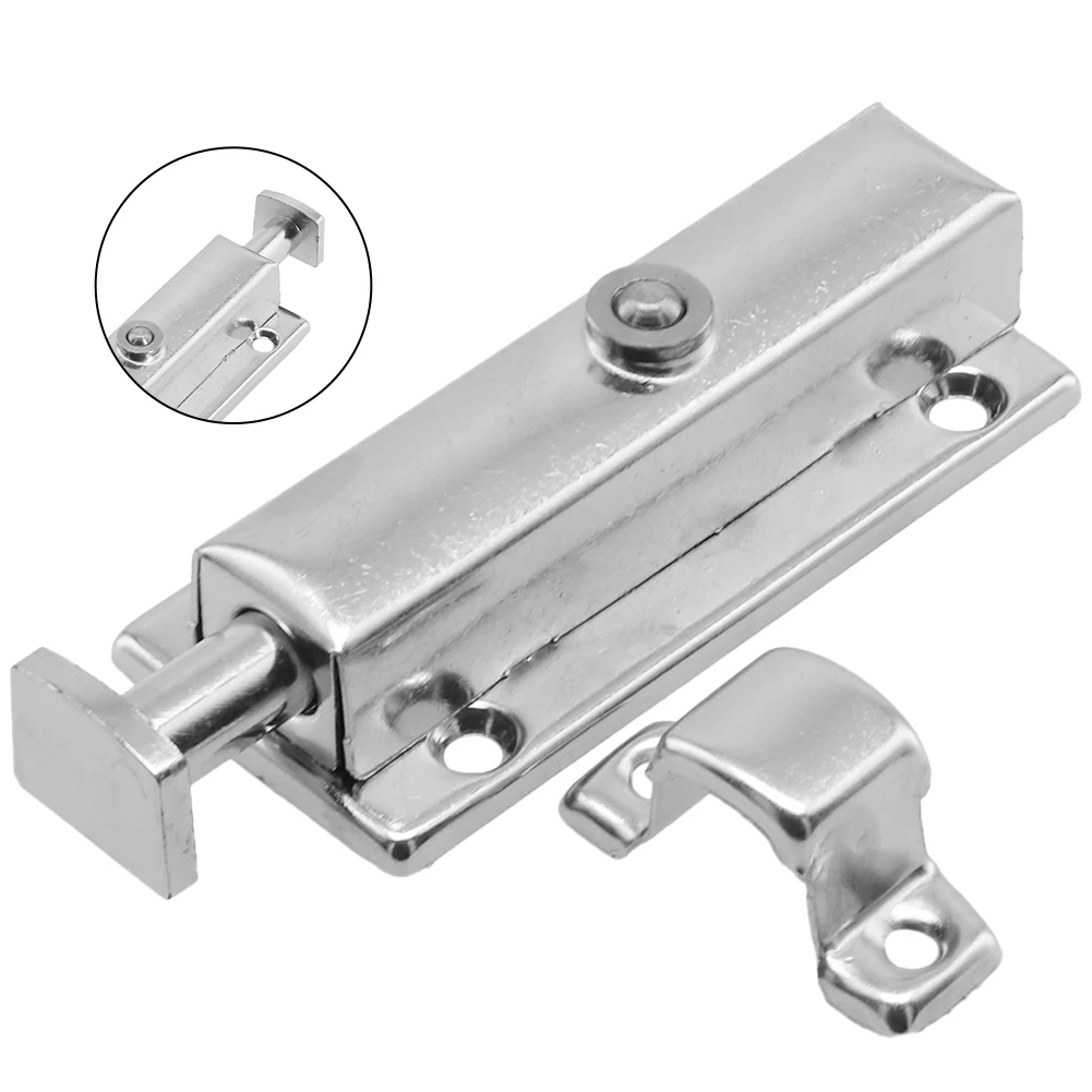 Door Chain Button Latch Bedroom Door Hardware Door Padlock Plate For Bathroom Security Self-elastic Stainless Steel