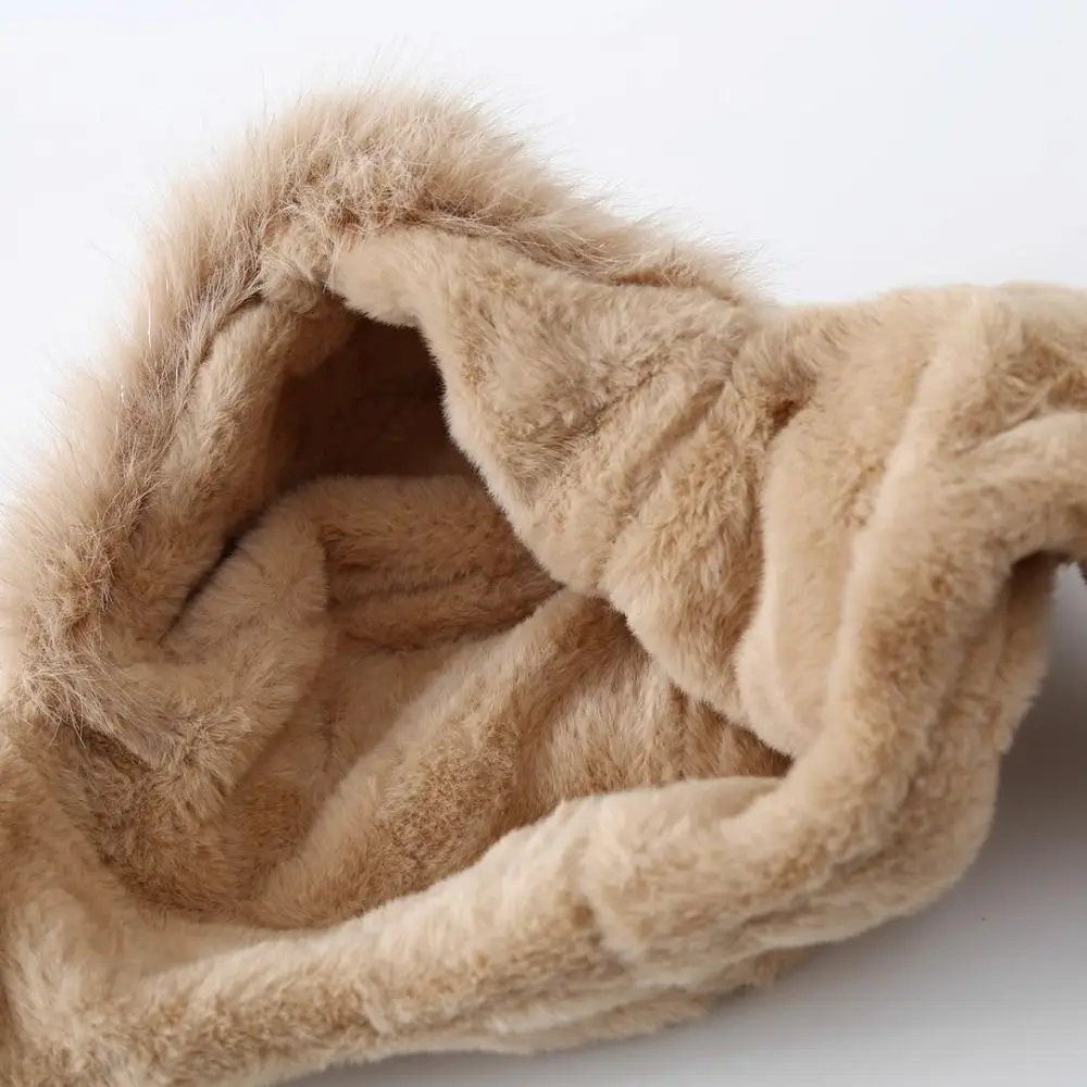 قبعة حماية الأذن للأطفال مقاومة للرياح، آذان متحركة سميكة، مجموعة وشاح من القطيفة، قبعة صوفية ناعمة للأطفال #4