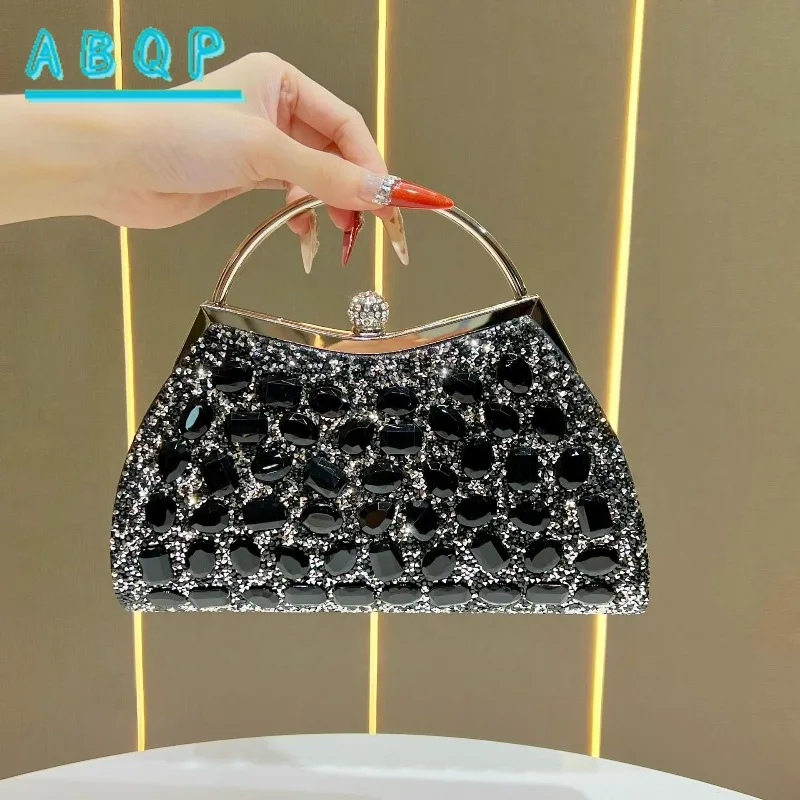 New Dinner Party Women's Bag with Diamonds, Shiny Dinner Party Women's Handbag, Luxury Diamond-encrusted Women's Shoulder Bag