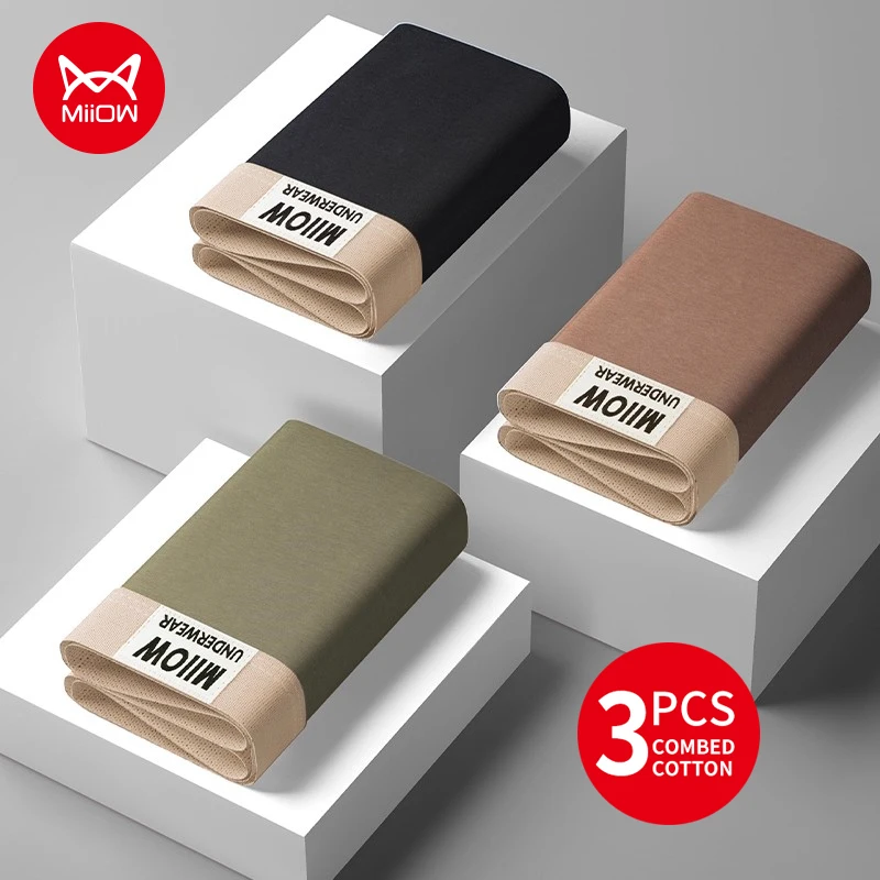 

MiiOW, 3 шт., мужские трусы, хлопковое мужское нижнее белье, боксеры, дышащие мужские боксеры, антибактериальные трусы, мужские трусы-боксеры L-5XL