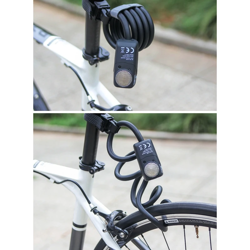 ULAC Bike Lock 110DB Bicycle Electronic Alarm Lock Cycling Bike Steel Cable Lock Anti-Theft Bike Locker Bike Safe Wire Lock