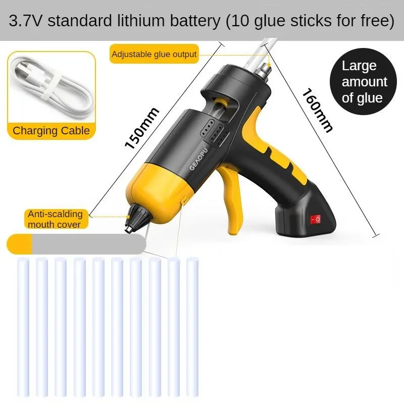 Imagem -05 - Pistola de Cola Elétrica sem Fio com Bateria Ajustável Hot Melt Pistola de Cola Ferramentas Elétricas Domésticas Presentes Faça Você Mesmo Festival Display Digital