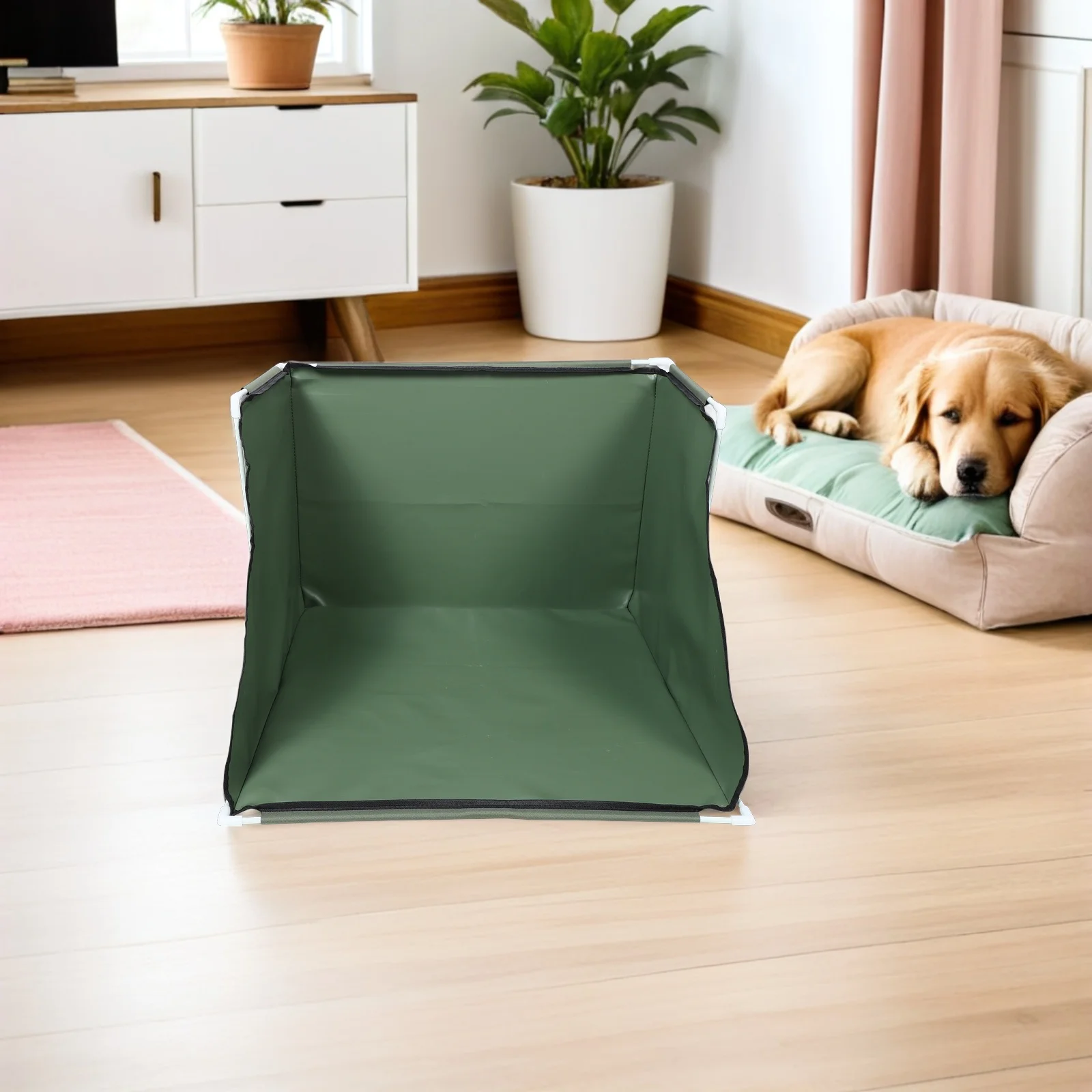 

Dog Pee Pad Holder Foldable Litter Box Enclosure High Wall DIY Splash Guard Indoor Potty Tray Puppy Pad Holder Tray Liner Base
