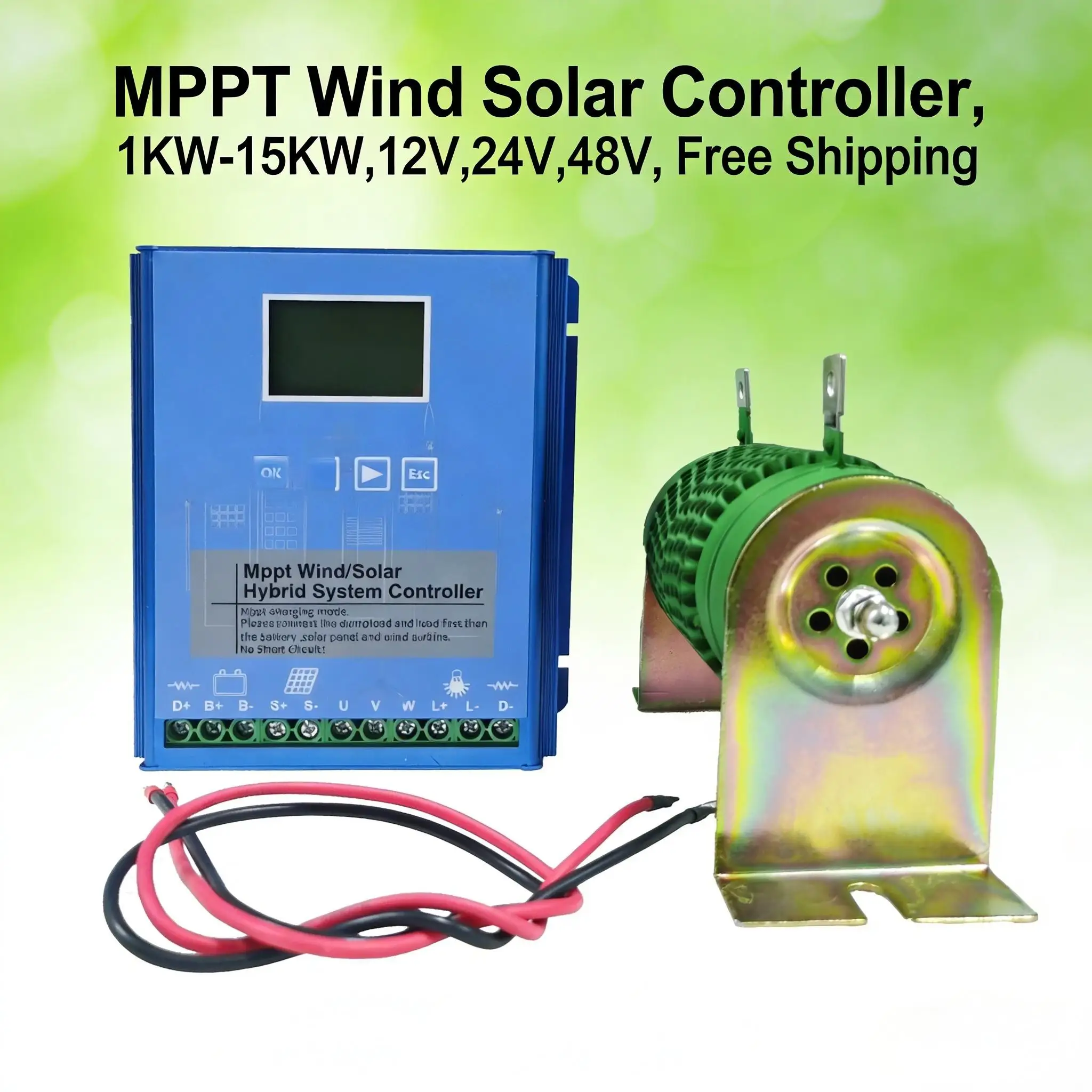 8000W 12V/24V/48V Auto MPPT Wind Solar Hybrid Controller, Booster Regulator, RS485 Communication, LiFePO4/Lead Acid Compatible