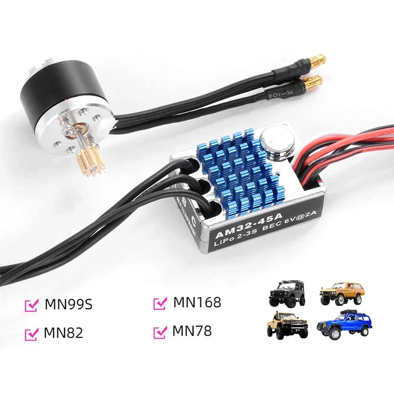 

PYFORE 45A ESC 2322 2600KV Outer Rotor Motor Brushless Combo for MN99S MN168 MN82 MN78 1/12 RC Crawler Upgrade Accessories