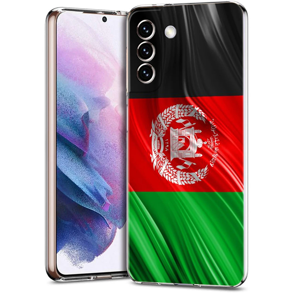 Afghan Afghanistan Flag Case for Samsung S24 S23 S22 S20 S21 FE Ultra S24 S23 S10 S10E S9 S8 Plus 5G Transparent Phone Shell Bag