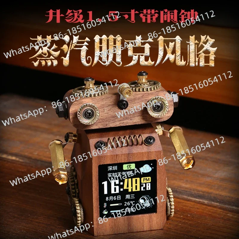 テクノロジープレミアムwifi天気予報アラームクロックサイバーパンクロボット木製コンピューターデスク