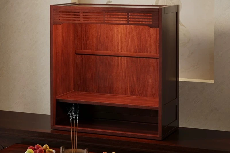 Cz new chinoiserie desktop small  shrine standing cabinet god of wealth for home incense guan gong bodhisattva worship table