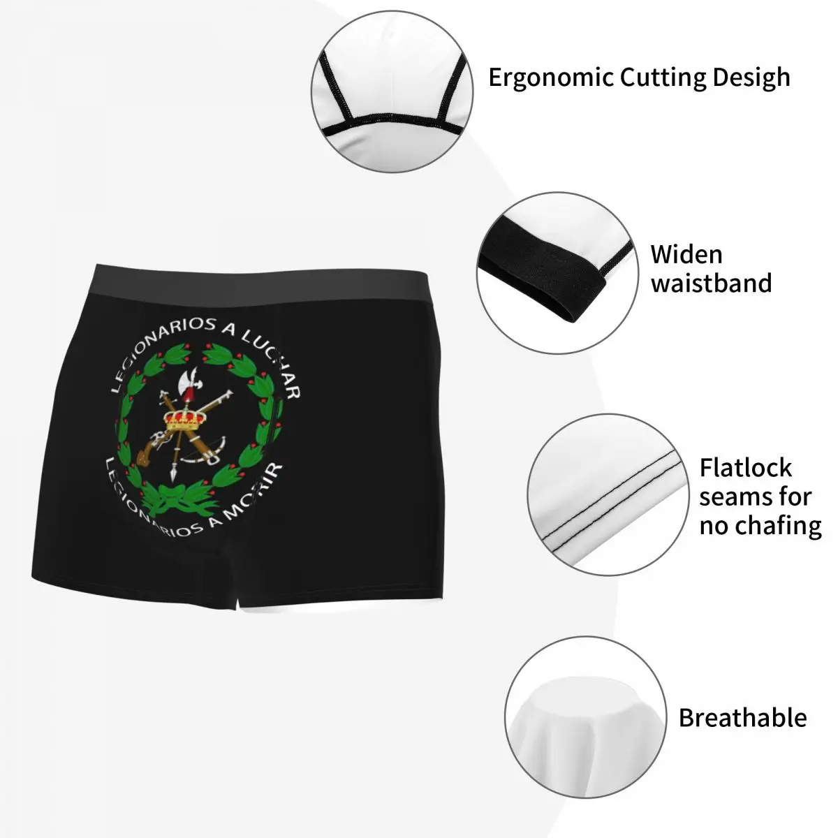 Fashion Spanish Legion Boxers Shorts Panties Men\'s Underpants Breathbale Spain Coat of Arms Briefs Underwear