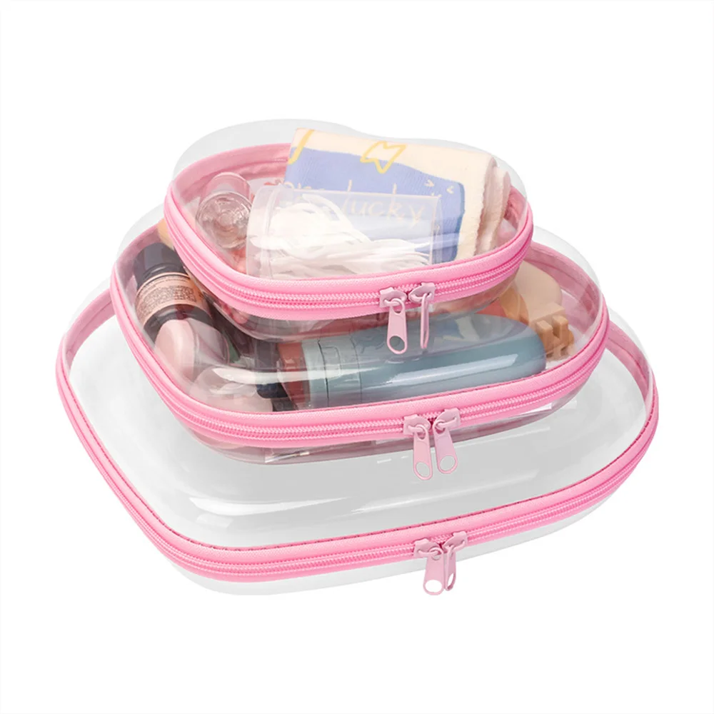 

Heart Shape Travel Storage Bag Set with Zipper Multifunctional Toiletry Organizer Makeup Case for Clothes & Luggage Sorting