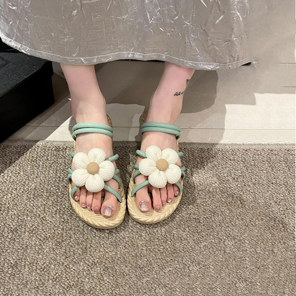 

Противоскользящие женские тапочки на плоской подошве, летние тапочки с цветочным узором для отпуска, женские сандалии, износостойкие пляжные шлепанцы на каждый день