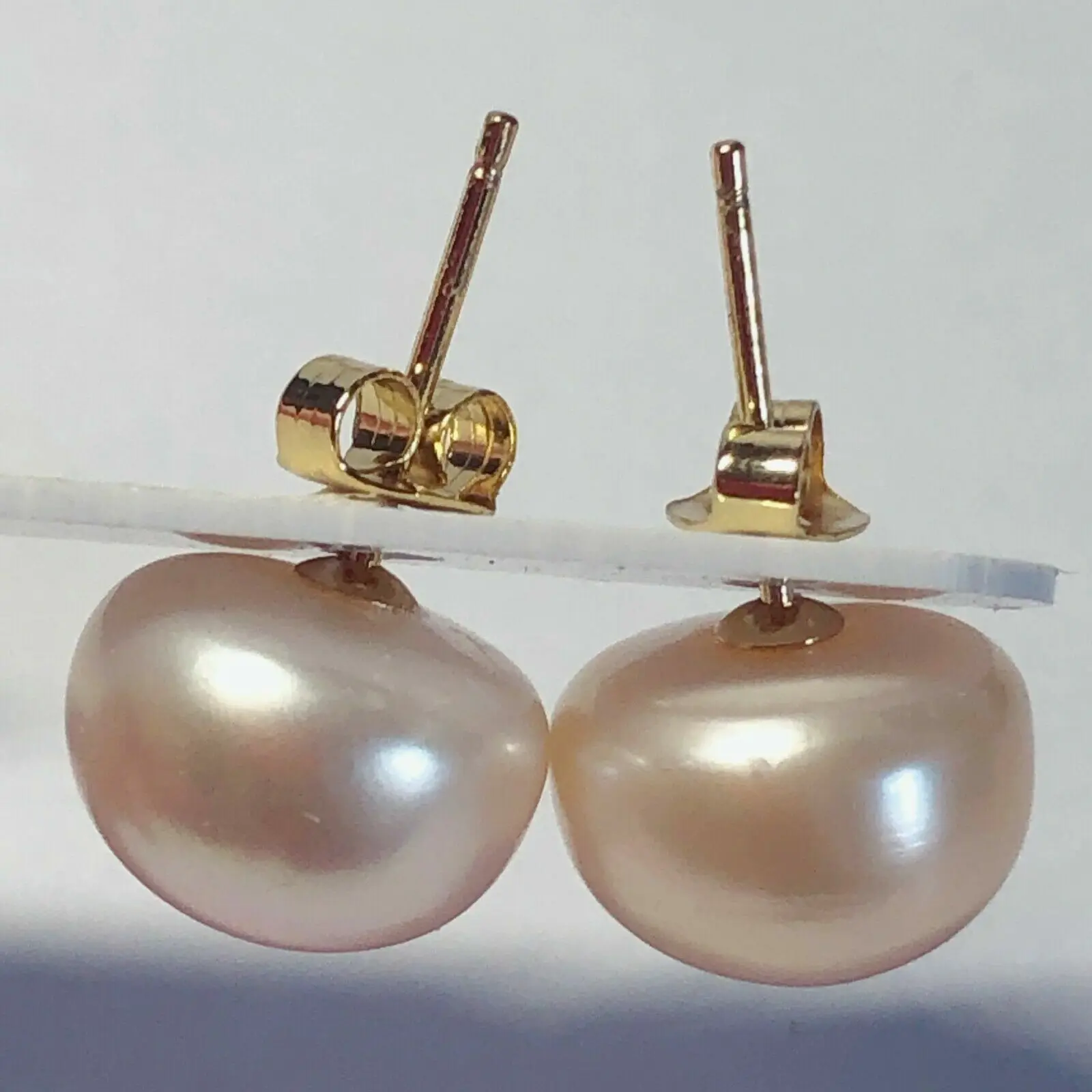 Timeless 9-10mm Aaa+ Natural Light Pink Pearl Stud Earrings 14k In Gold Filled For Girls Woman Special Gift