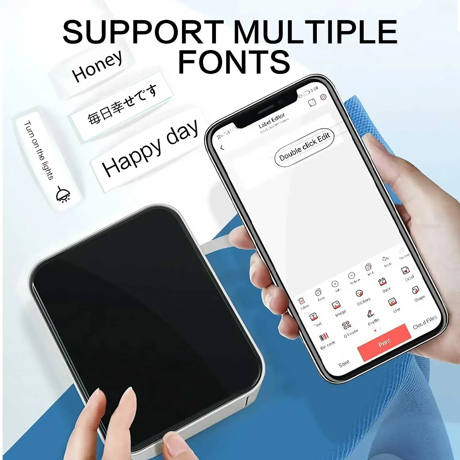 Портативный беспроводной термопринтер этикеток для дома, школы, офиса, малого бизнеса, простые в использовании шрифты с несколькими шаблонами