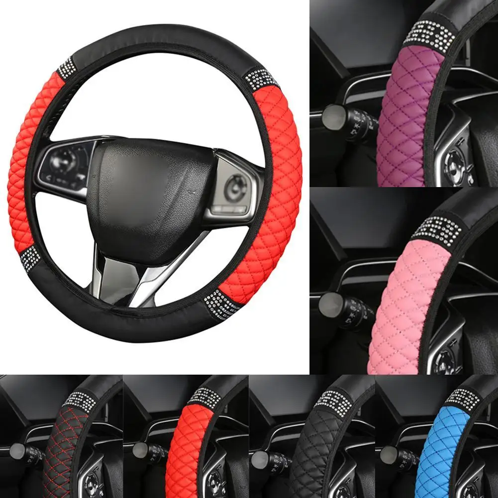 

Чехол на руль автомобиля из искусственной кожи, чехол на руль автомобиля, всесезонный, универсальный, эластичный, для салона автомобиля, противоскользящий, дышащий