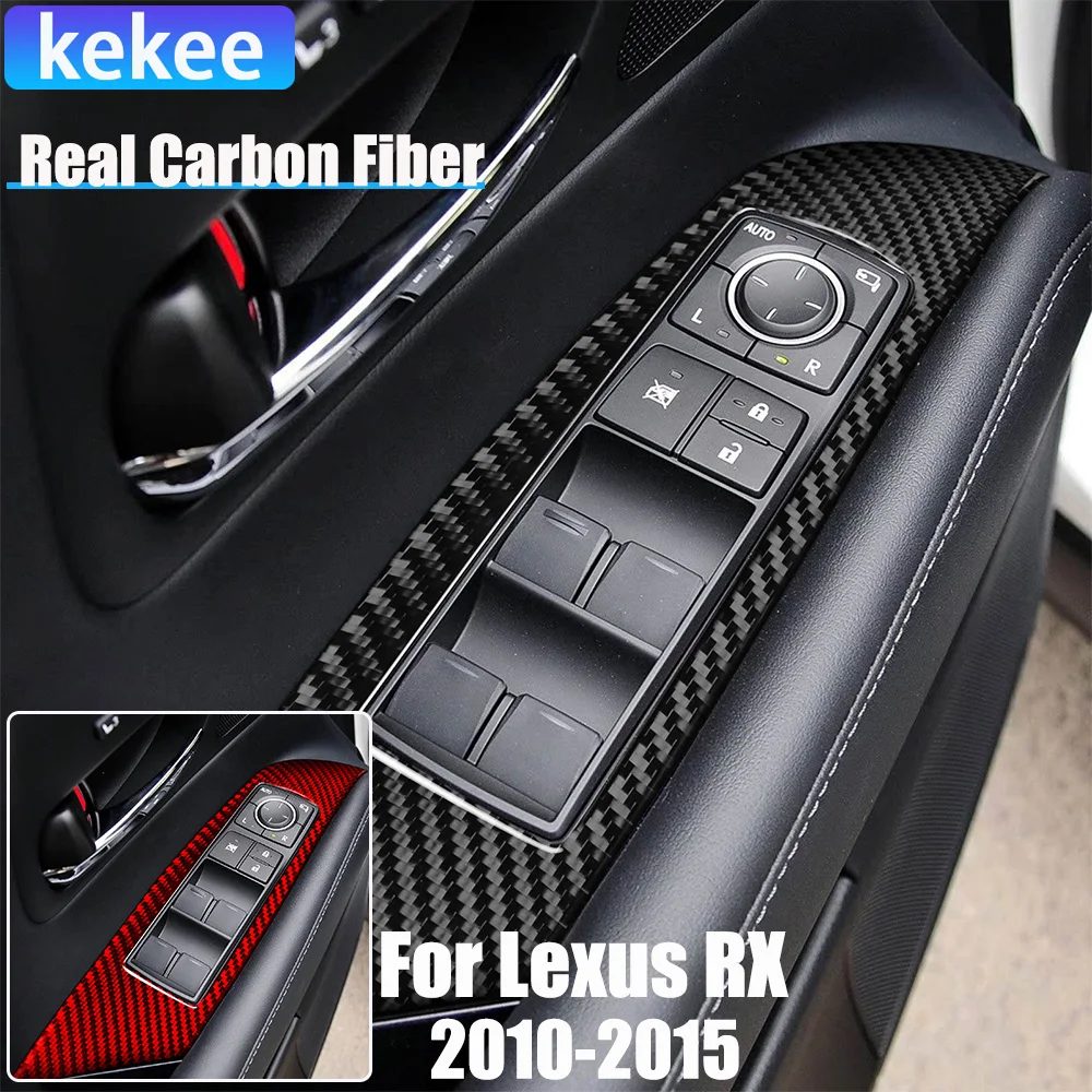 

Real Carbon Fiber Car Accessories Window Lift Decorative Cover Soft Sticker For Lexus RX350 RX450h 2010 2011 2012 2013 2014 2015