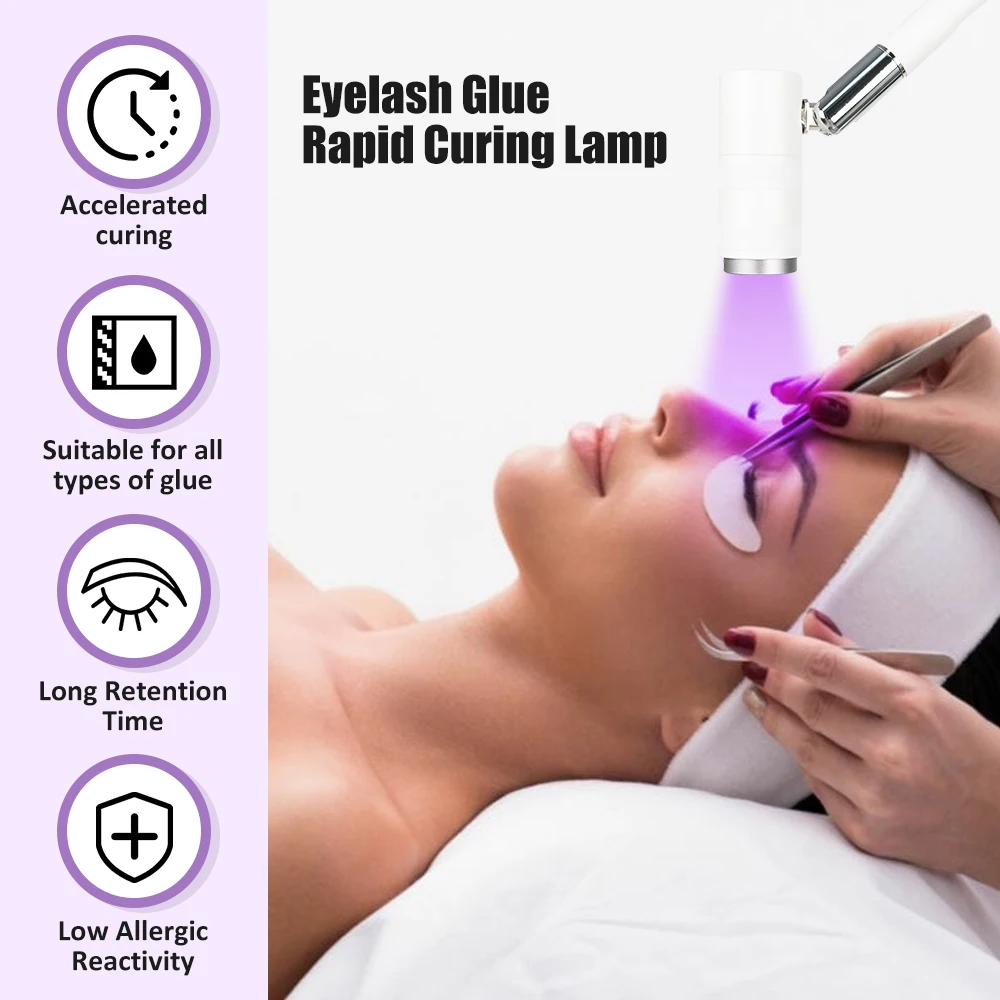 UV Lash Light for Eyelash Extensions UV Lash Glue Curing Light 2W-6W Touch Dimmable Focus Lash Lamp with Foot Pedal Control