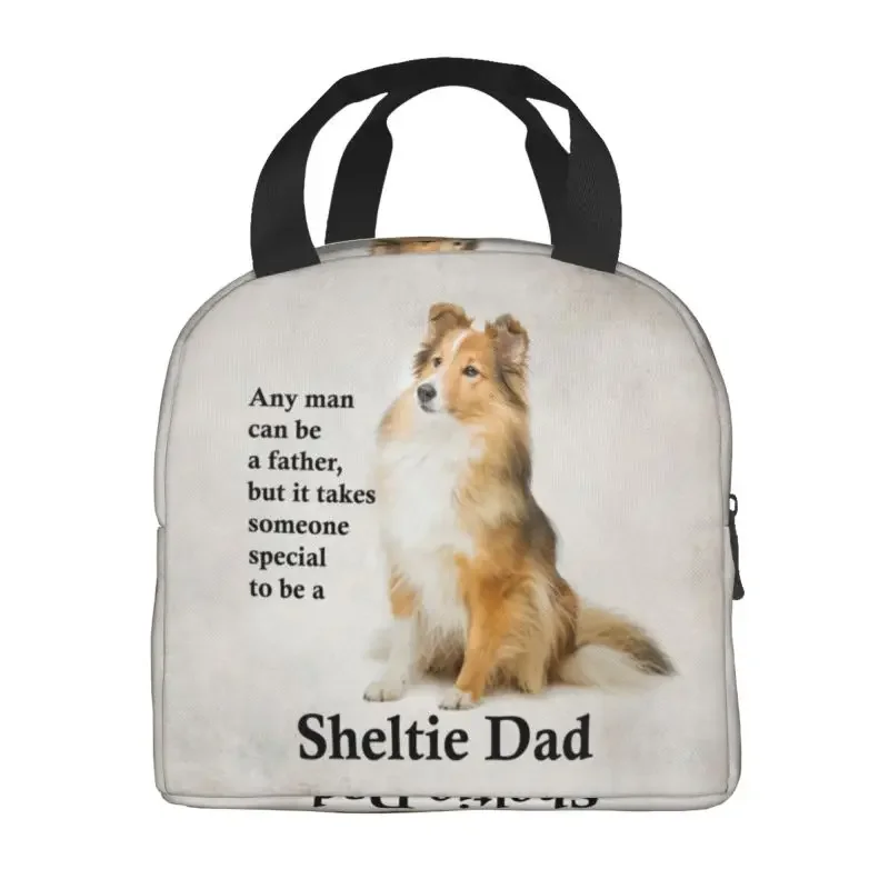 Custom Cute Dog Pet Sweet Sheltie Dad Lunch Bag Women Shetland Sheepdog Cooler Thermal Insulated Lunch Box for Kids School