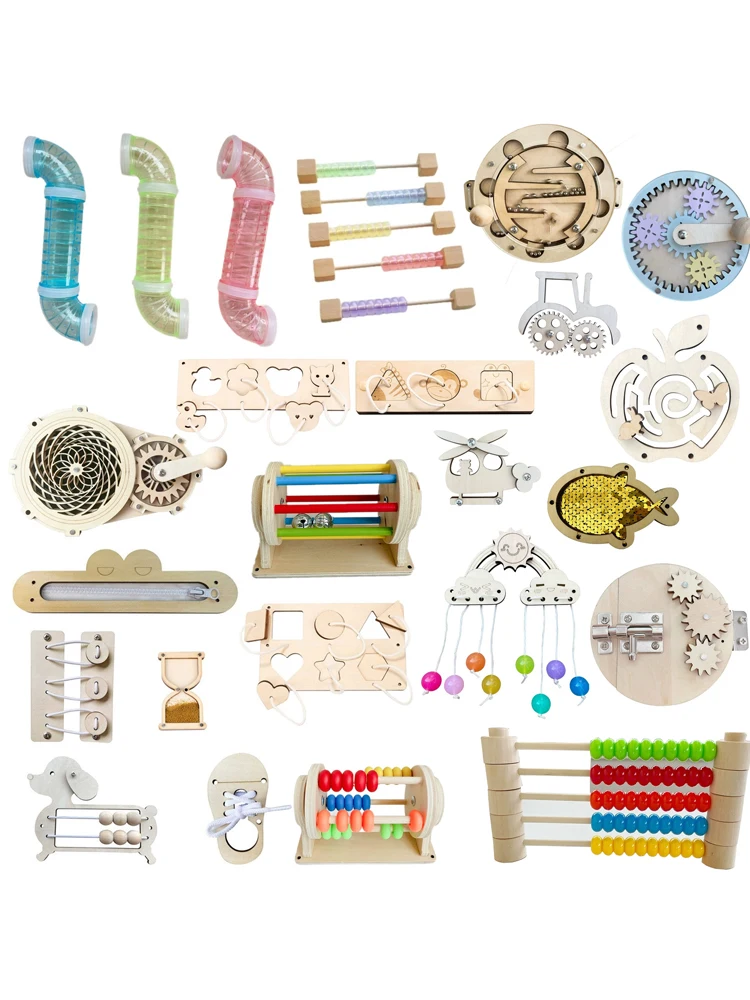 Planche occupée Montessori pour la maternelle, puzzle sablier, accessoires cloche, rouleau de comptage de perles, jouet mural, jouet éducatif pour cadeau, nouvelle collection