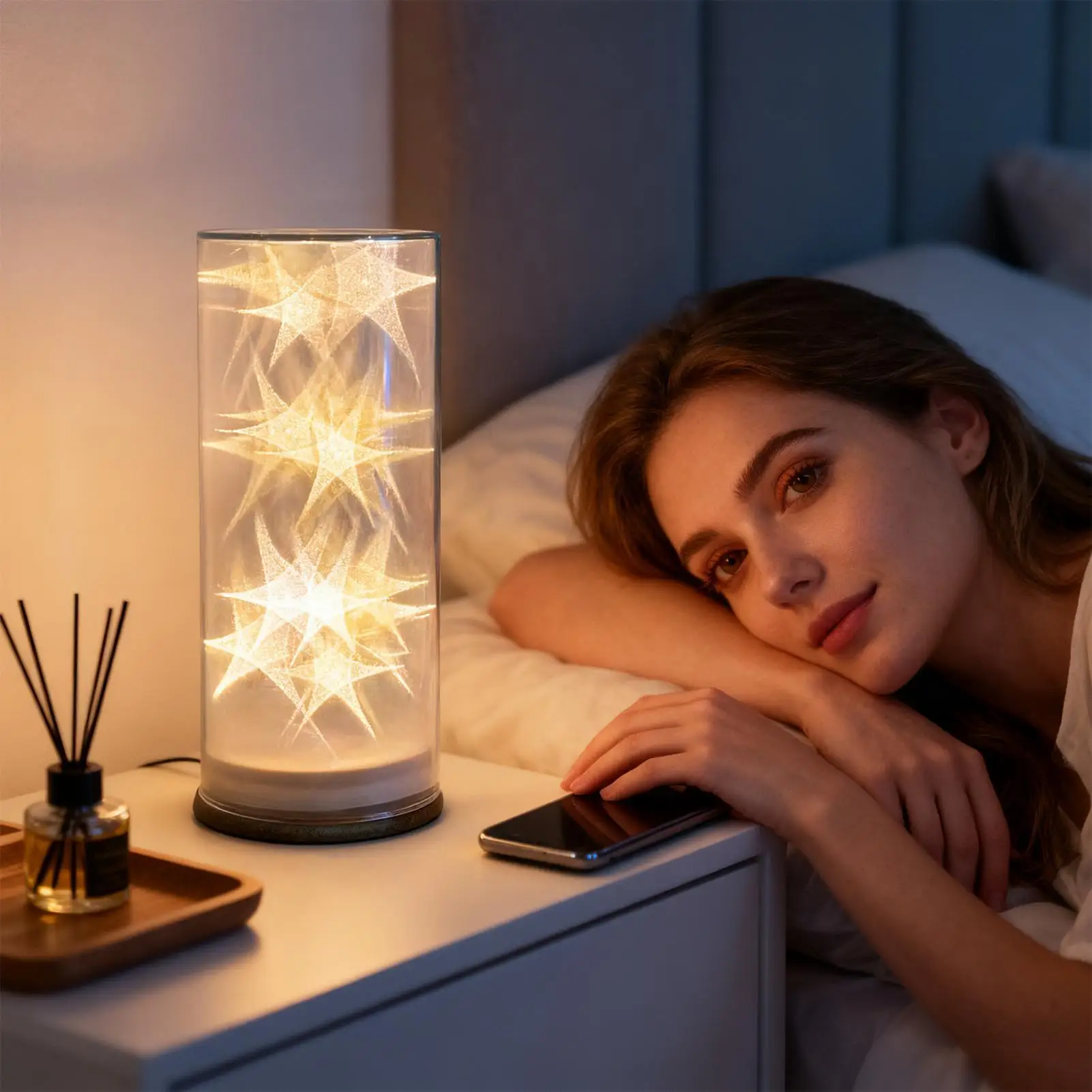 نجمة ليلة ضوء LED الإضاءة المحيطة ديكور المنزل ديكور الجدول مصباح ليلة حامل ضوء لغرفة النوم السرير غرفة المعيشة مكتب