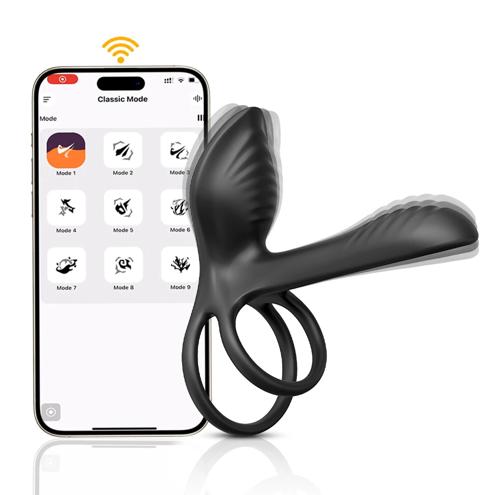 Bezprzewodowy wibrujący pierścień na penisa Bluetooth mężczyźni opóźnienie wytrysku pierścień na penisa wibrator łechtaczka G Spot stymulacja zabawki erotyczne dla pary