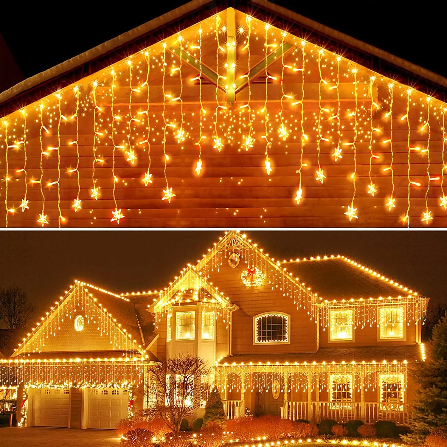 Christmas Lights Outdoor Festoon Led Icicle Curtain Light 20m 864 LEDs Waterproof IP44 Garland Curtain New Year 2025 Fairy Light