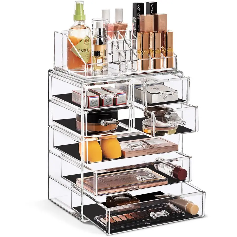 

Acrylic Makeup Organizer Set, 7Drawer Vanity amp Countertop Cosmetic Storage with Small amp Wide Compartments, CLear Makeup Stor