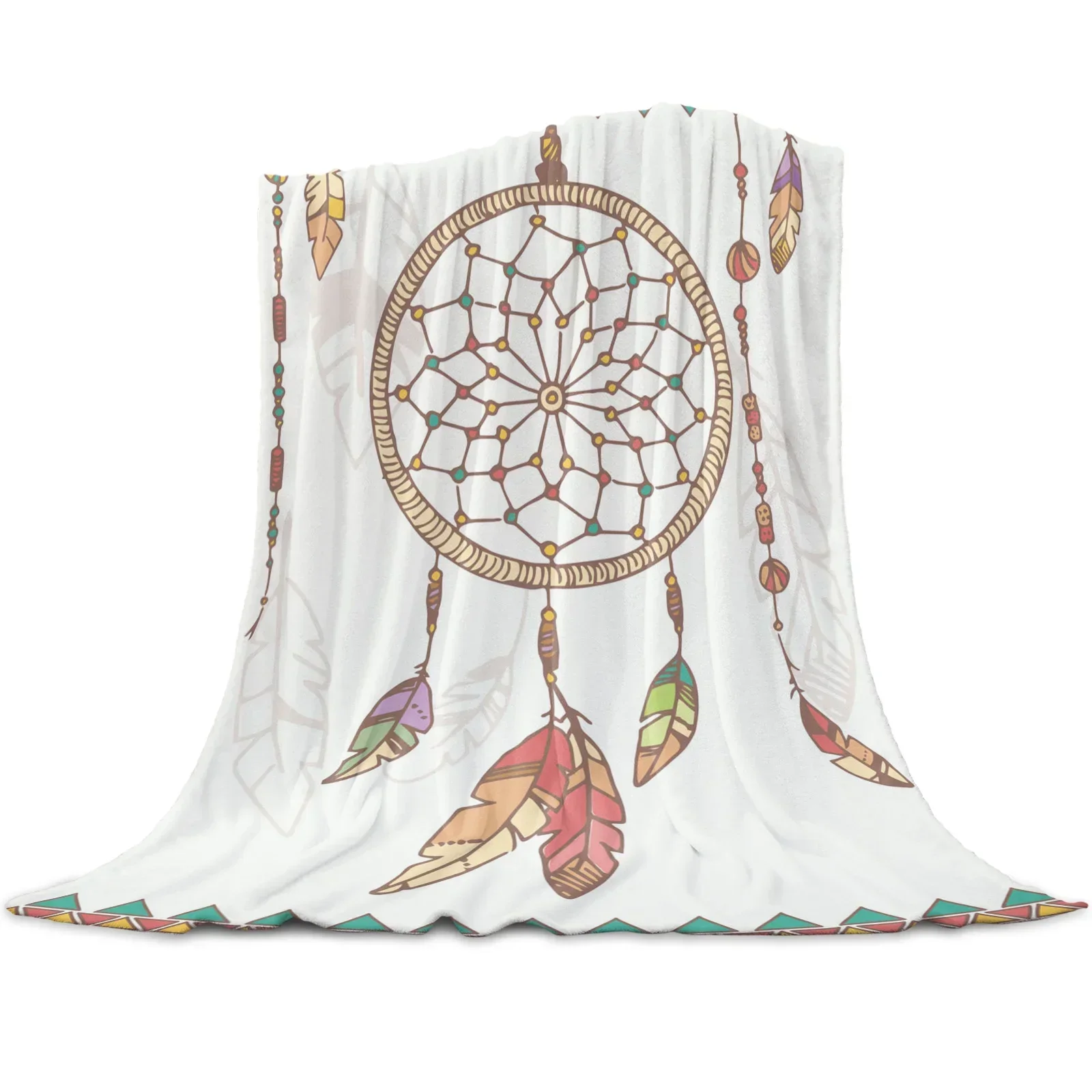 2026 Dream Catcher Feather Butterfly White Flannel Blanket For Sofa Bed Bedding Room Soft Fleece Throw Blanket Bedspread Home Te