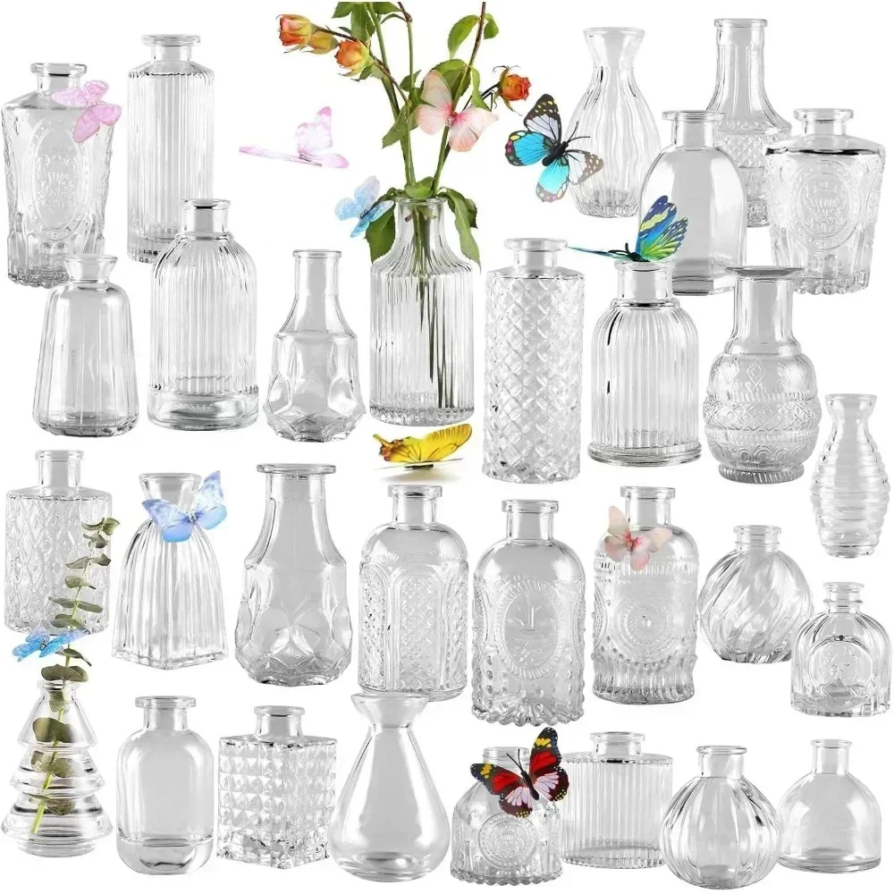 

Glass Bud Vases in Bulk Set of 30 Pcs,Small Glass Vases for Flowers as Wedding Centerpieces for Tables