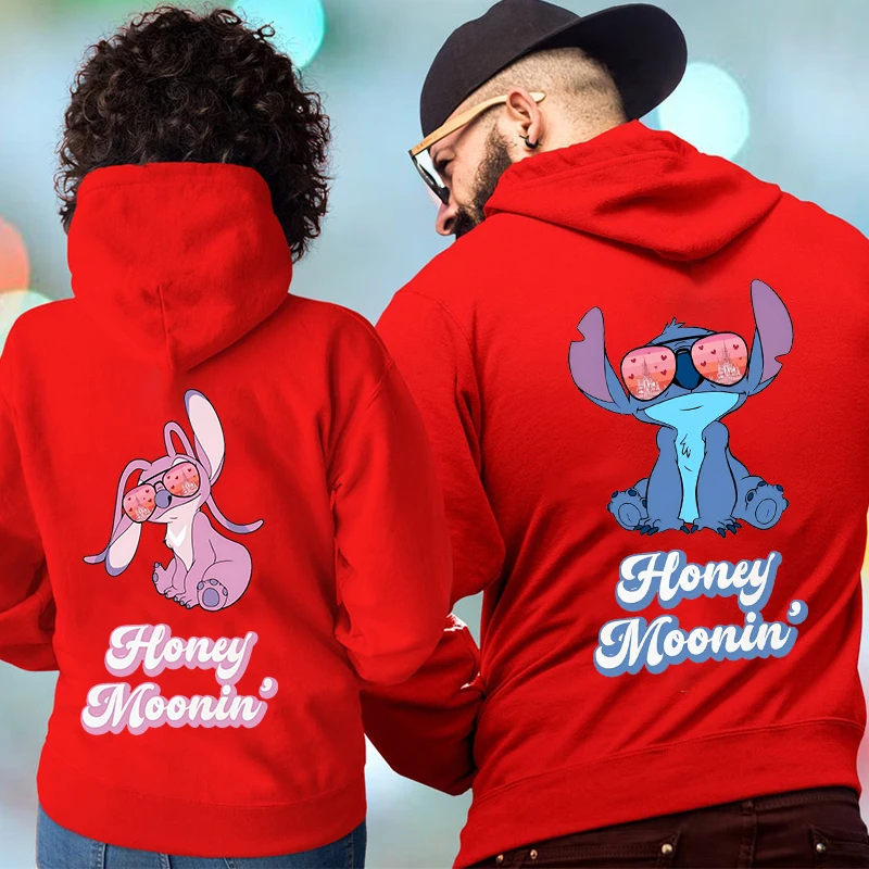 Zestaw bluz z kapturem dla par na wiosnę 2026, stylowa i urocza bluza z wzorem Lilo i Stitch, styl uliczny Y2K, dwuczęściowy zestaw dla par