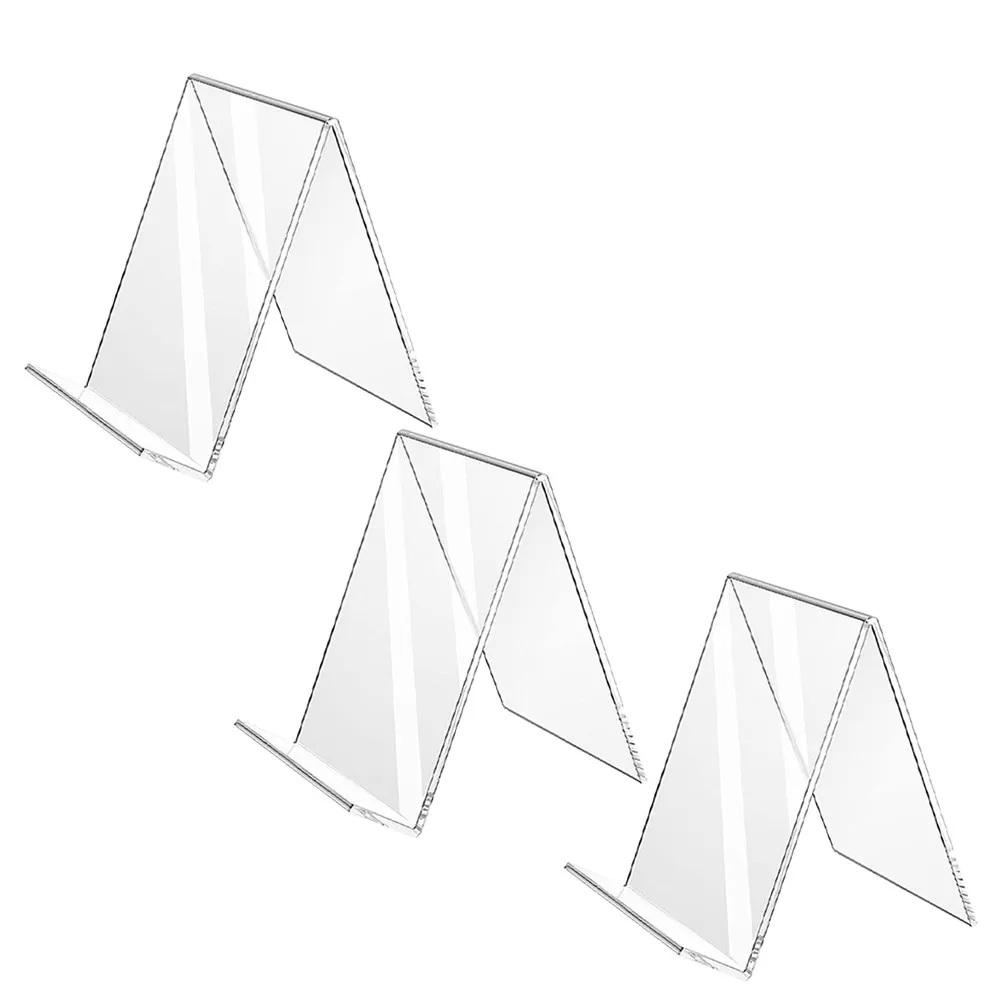 3Pcs Clear Acrylic Book Stand Desktop Bookshelf for Displaying Books Albums Notebooks Organizing Desk Tidy Book Display Rack