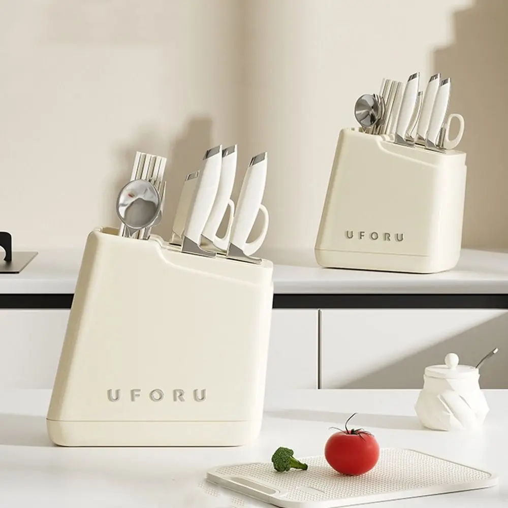 

Practical Stable Knives Storage Rack Large Capacity Anti-slip Chopstick Bucket Plastic Space Saving Cutlery Drying Rack Kitchen