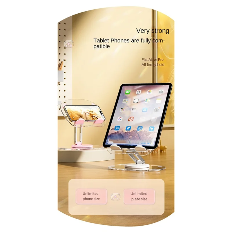 Tablet Bracket Holder Adjustable Folding Stand Transparent Acrylic Tablet Desktop Support Durable Yellow