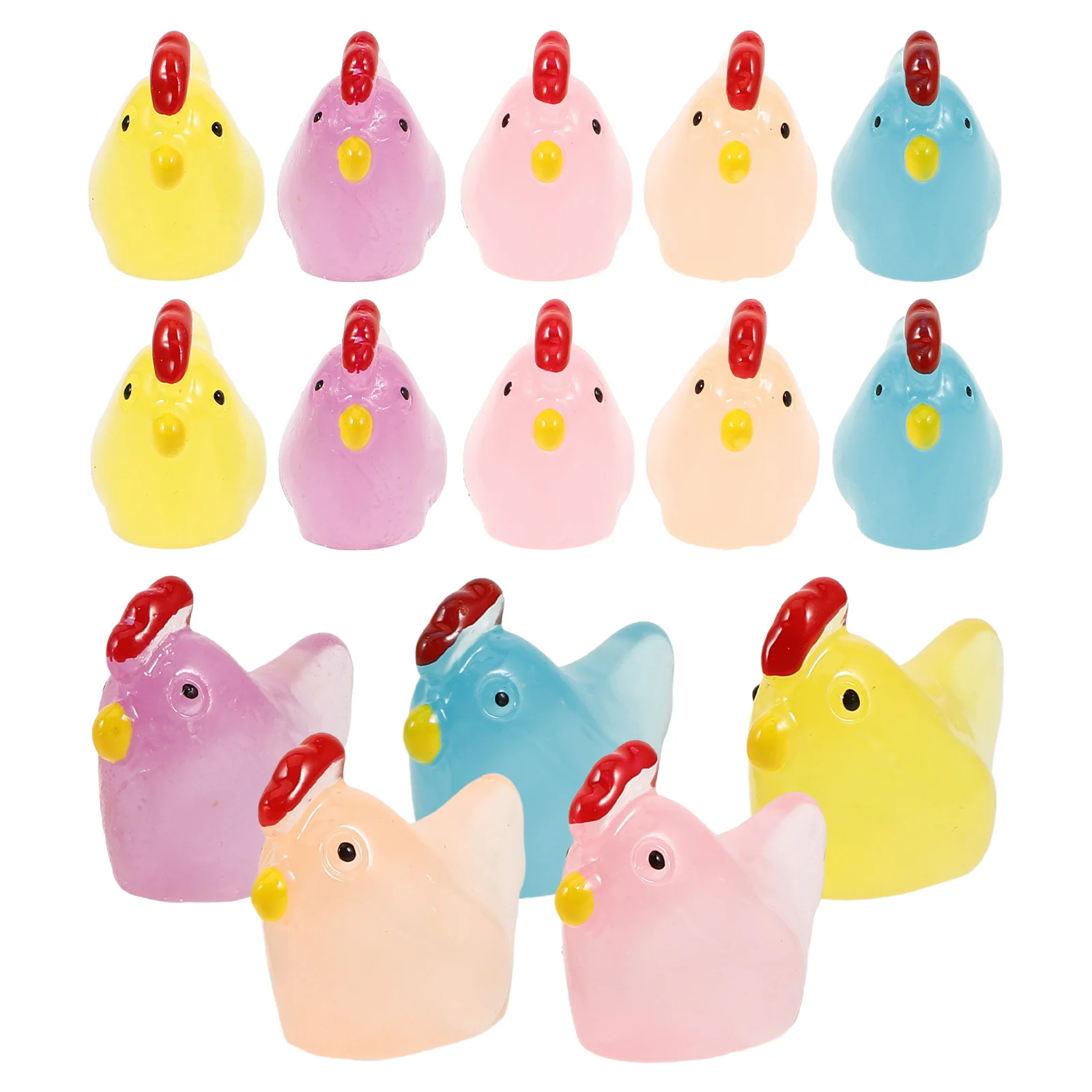 Chick Model Tiny Figurines Mini Animals Resin Bulk Chicken Statue Luminous Miniature Dollhouse Accessories