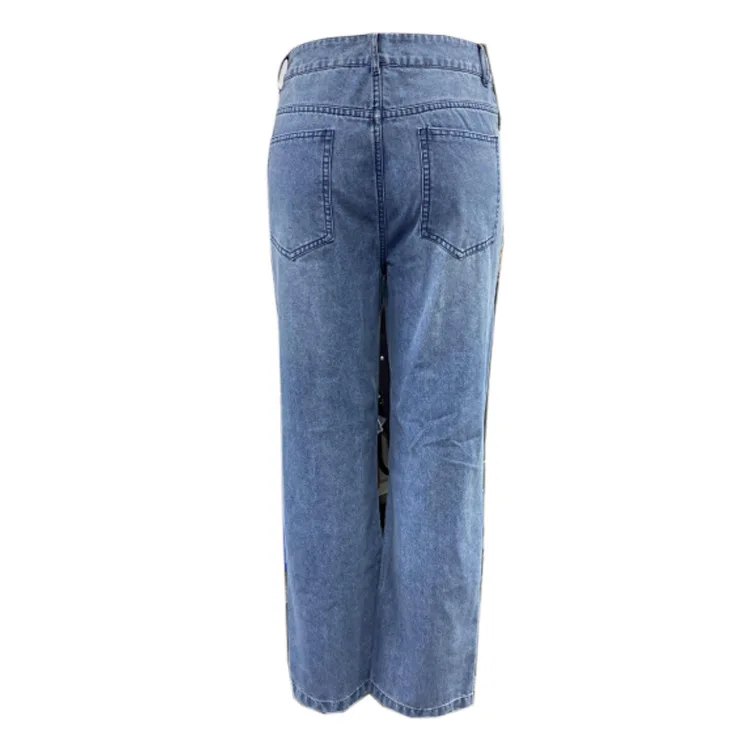 Pantalones vaqueros sexis con agujeros para mujer, pantalones largos adelgazantes, pantalones vaqueros para mujer, cintura en l, pierna recta, vaqueros azules, colección de otoño 2024