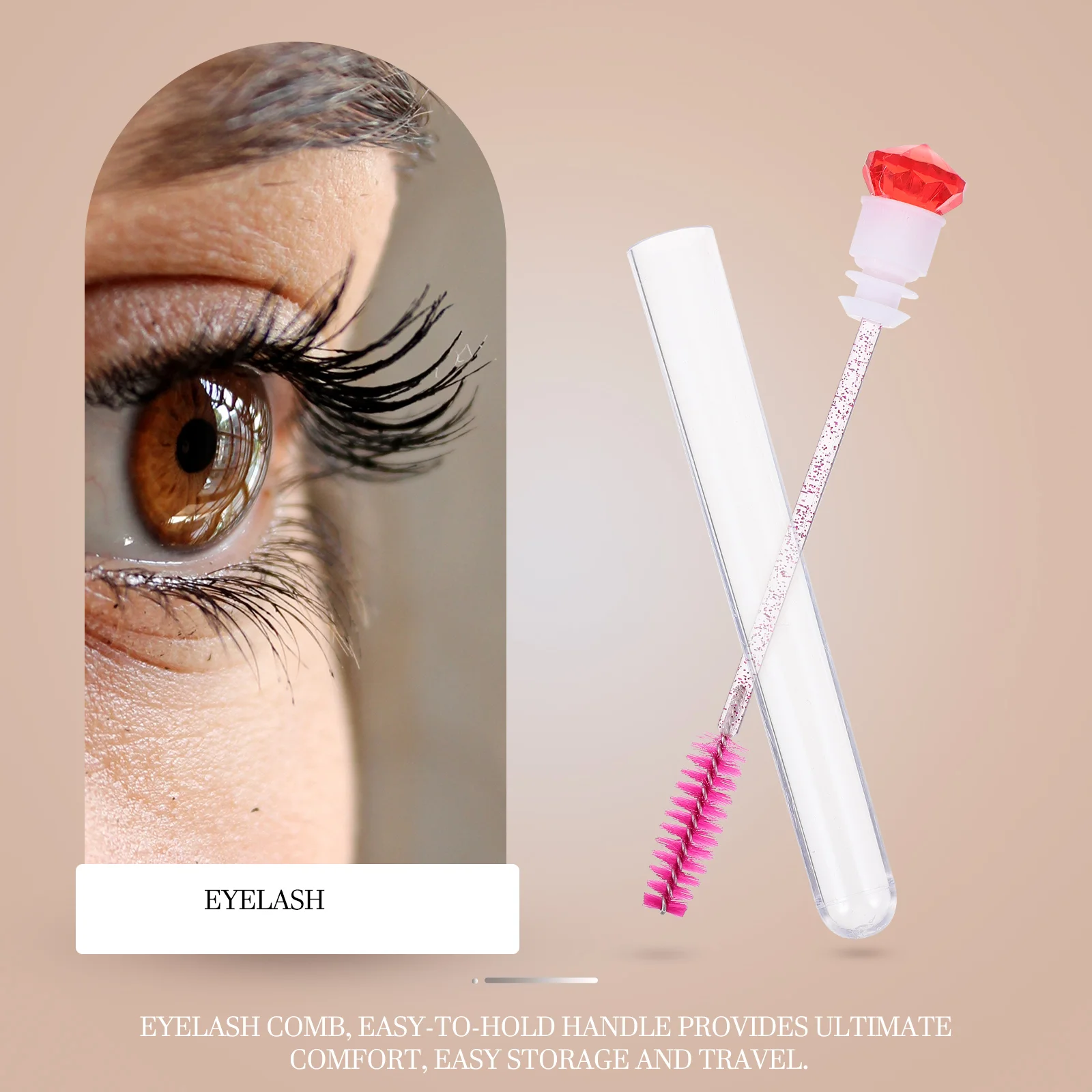 Brosse à mascara en diamant, tube à cils, baguettes de maquillage, peigne à sourcils, applicateur, 8 pièces