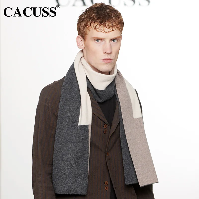 New Business Party Men's Thickened Warm Pure Wool Scarf Korean Fashion Lengthened Windproof Bib Wholesale Mail Package