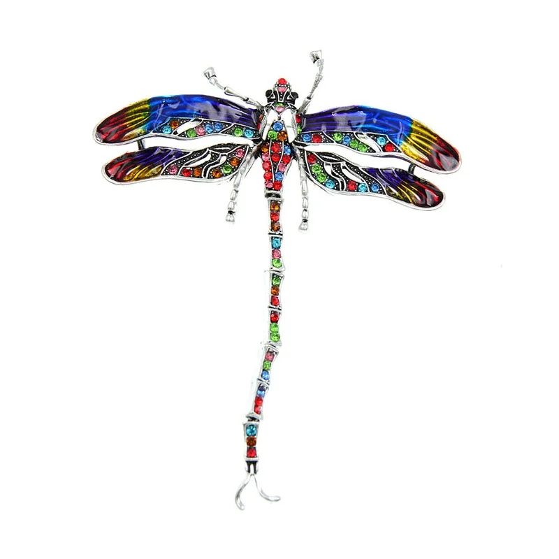 CINDY XIANG Colorful Enamel Dragonfly Brooches For Women Coat Pin 2 Colors Available Insect Jewelry Rhinestone Accessories